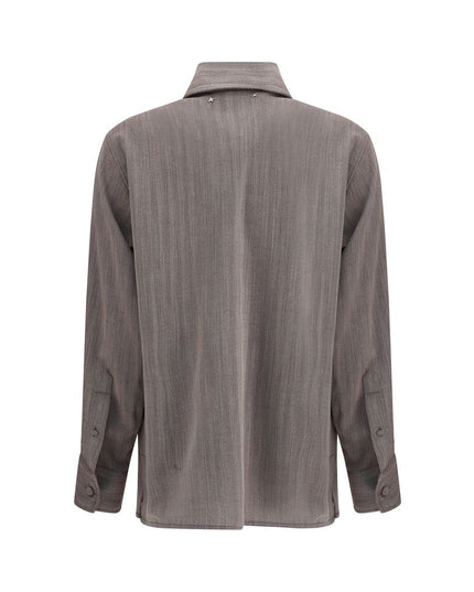 Golden Goose Brown Fleece Wool Dress Shirt