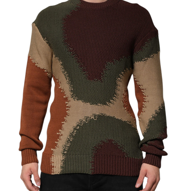 Dolce & Gabbana Multicolor Cotton Abstract Men Pullover Sweater