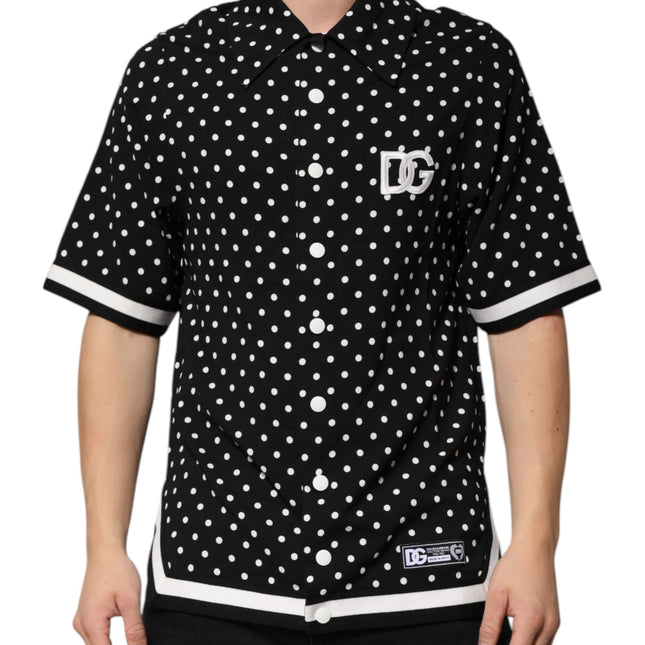 Dolce & Gabbana Black Polka Dot Short Sleeves Collared Polo T-shirt