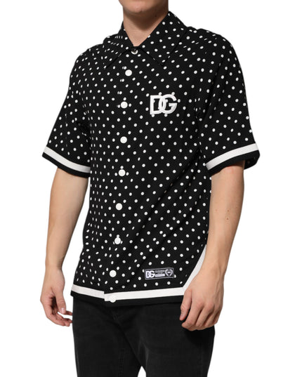 Dolce & Gabbana Black Polka Dot Short Sleeves Collared Polo T-shirt