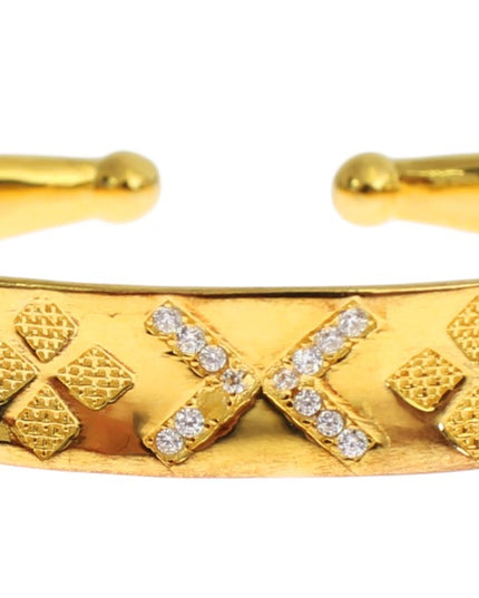 Nialaya CZ Gold Sterling 925 Silver Bangle Bracelet