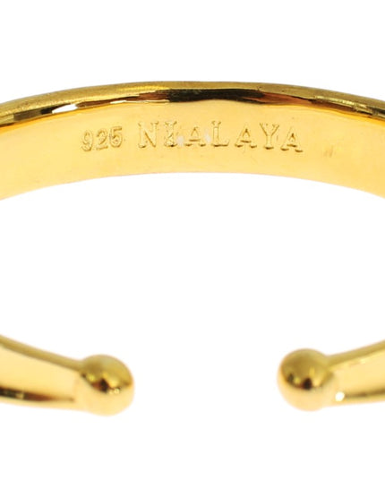Nialaya CZ Gold Sterling 925 Silver Bangle Bracelet