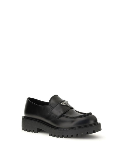 Prada Black Calf Leather Bos Taurus Slip-On Loafers