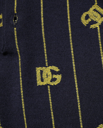 Dolce & Gabbana Black Logo Jacquard Knitted Polo Shirt T-shirt