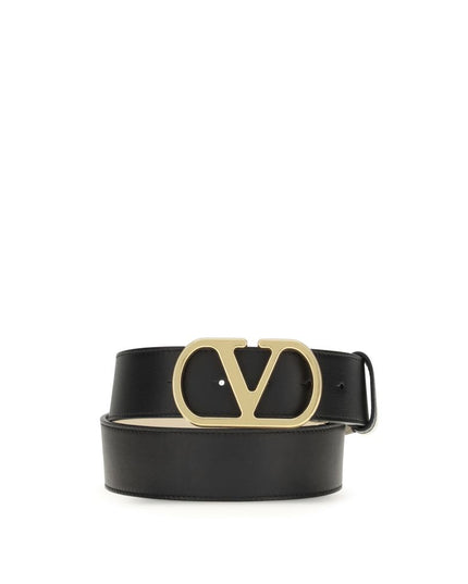 Valentino Garavani Black Calf Leather Bos Taurus Regular Belt