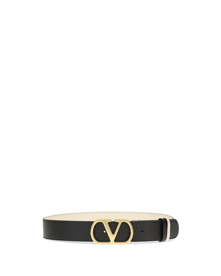 Valentino Garavani Black Calf Leather Bos Taurus Regular Belt