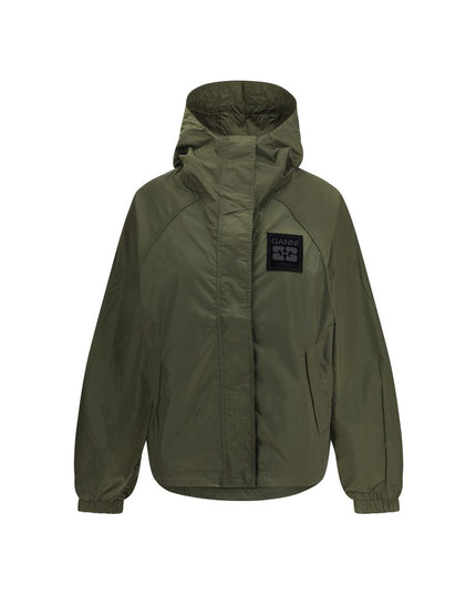 Ganni Green Nylon Shell Jacket