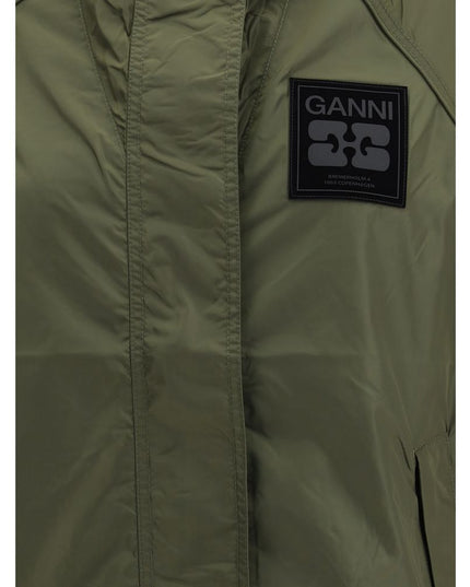 Ganni Green Nylon Shell Jacket