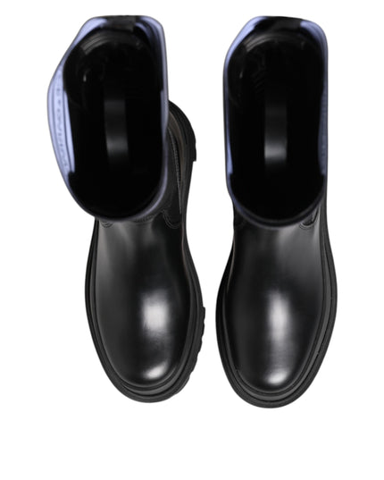 Dolce & Gabbana Black White Polyester Socks High Boots Shoes