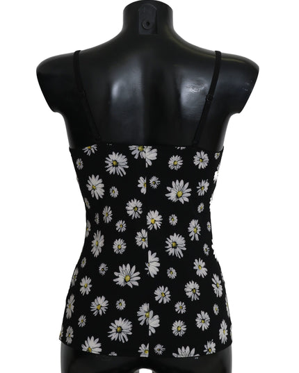Dolce & Gabbana Black Daisy Print Dress Lingerie Chemisole