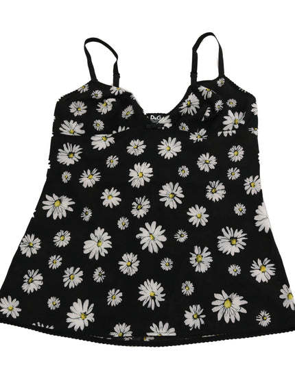 Dolce & Gabbana Black Daisy Print Dress Lingerie Chemisole