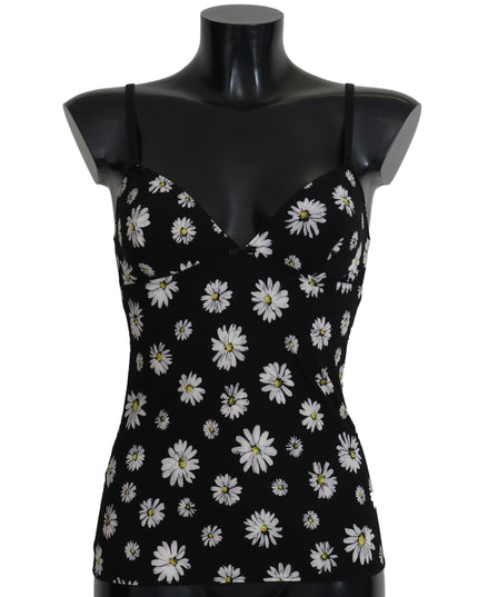 Dolce & Gabbana Black Daisy Print Dress Lingerie Chemisole