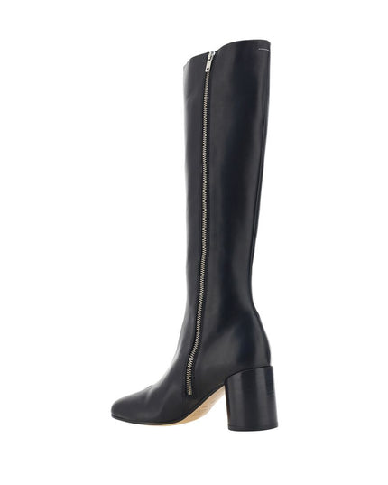 MM6 Black Calf Leather Bos Taurus Boots