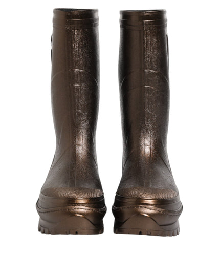 Dolce & Gabbana Metallic Bronze Pull On Rain Boots Shoes