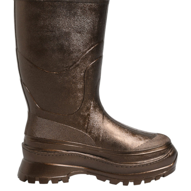 Dolce & Gabbana Metallic Bronze Pull On Rain Boots Shoes