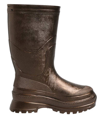 Dolce & Gabbana Metallic Bronze Pull On Rain Boots Shoes