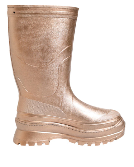 Dolce & Gabbana Rose Gold Rubber Pull On Rain Boots  Shoes