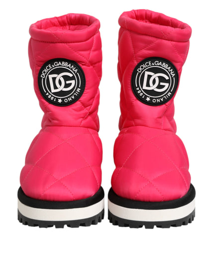 Dolce & Gabbana Pink White Viscose Padded Mid Calf Boots Shoes