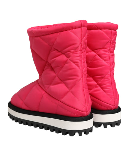 Dolce & Gabbana Pink White Viscose Padded Mid Calf Boots Shoes