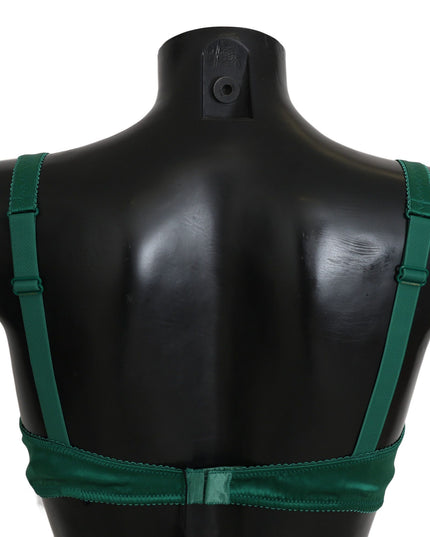 Dolce & Gabbana Green Silk Stretch Floral Lace Bra Underwear