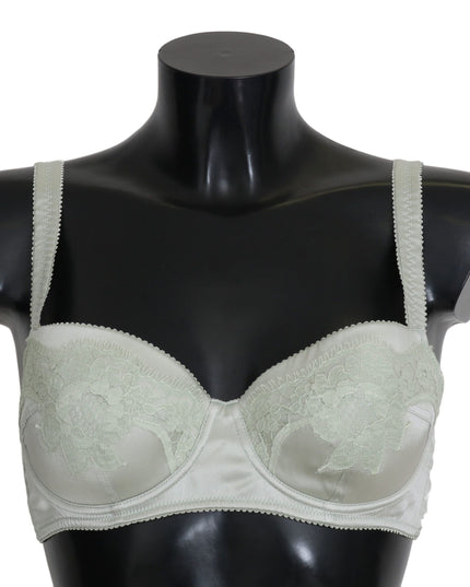Dolce & Gabbana Green Balconcino Bra Floral Lace Underwear