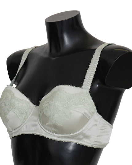 Dolce & Gabbana Green Balconcino Bra Floral Lace Underwear
