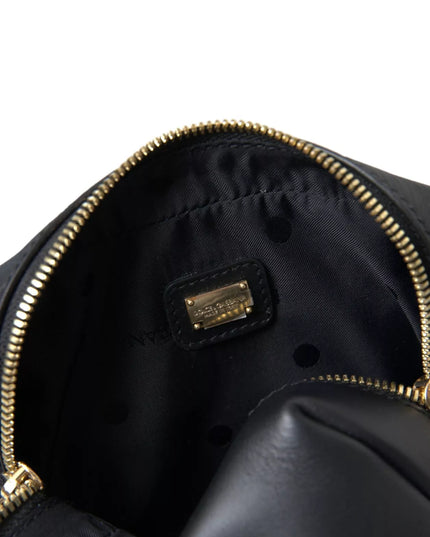 Dolce & Gabbana Black Calfskin Leather Double Waist Belt Fanny Pack Bag