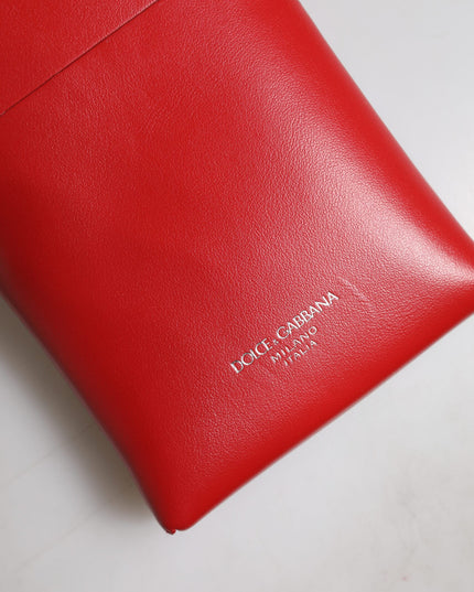 Dolce & Gabbana Red Leather Purse Phone Sling Crossbody Neck Strap Bag