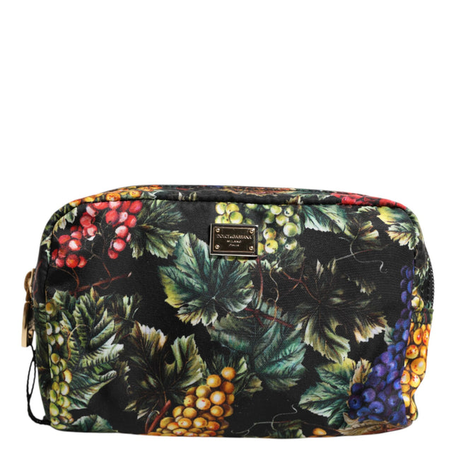 Dolce & Gabbana Multicolor Grape Print Clutch Logo Plaque Pouch Bag