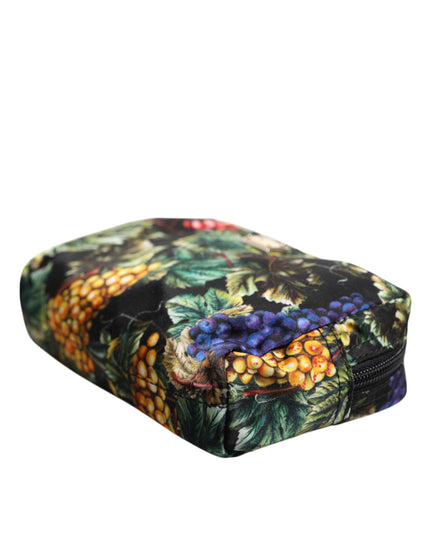 Dolce & Gabbana Multicolor Grape Print Clutch Logo Plaque Pouch Bag