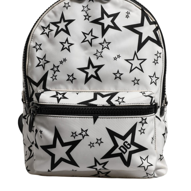 Dolce & Gabbana White DG Stars Print Nylon Travel Backpack Bag