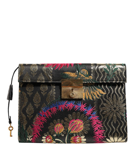 Dolce & Gabbana Multicolor Jacquard Floral Document Briefcase Bag