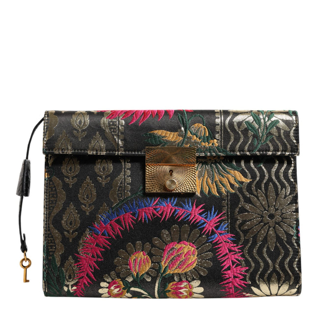 Dolce & Gabbana Multicolor Jacquard Floral Document Briefcase Bag
