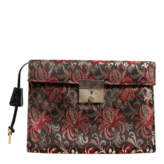 Dolce & Gabbana Multicolor Jacquard Floral Document Briefcase Bag