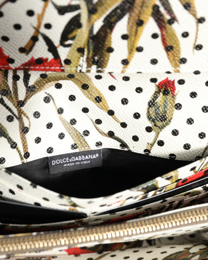 Dolce & Gabbana Black Leather Trifold Logo Plaque Card Holder Wallet