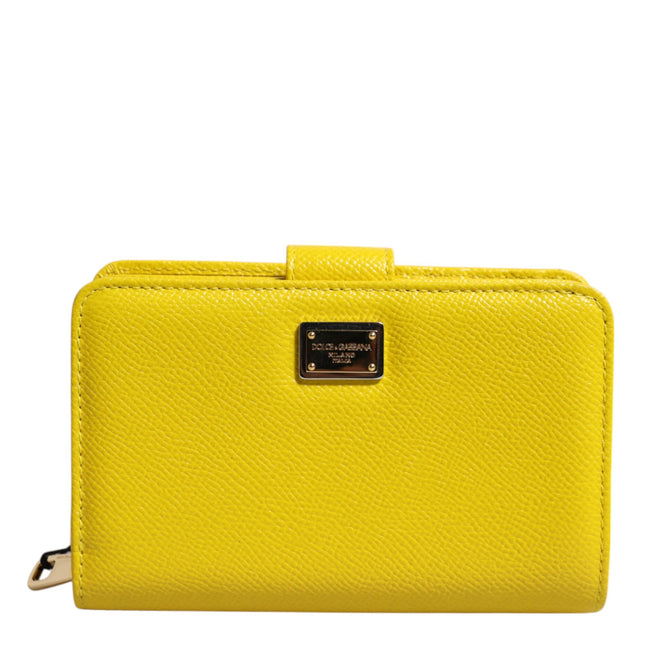 Dolce & Gabbana Yellow Leather Bifold Continental Clutch Wallet