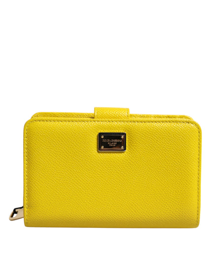 Dolce & Gabbana Yellow Leather Bifold Continental Clutch Wallet