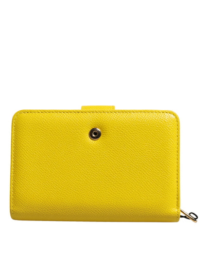 Dolce & Gabbana Yellow Leather Bifold Continental Clutch Wallet