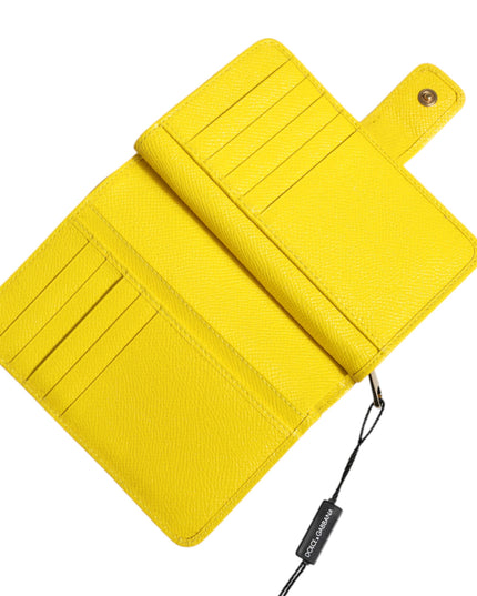 Dolce & Gabbana Yellow Leather Bifold Continental Clutch Wallet