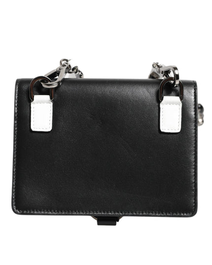 Dolce & Gabbana Black Leather Crystal Embellished Card Holder Wallet