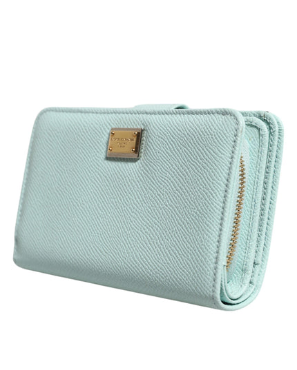 Dolce & Gabbana Mint Green Leather Bifold Continental Clutch Wallet