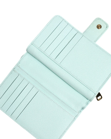 Dolce & Gabbana Mint Green Leather Bifold Continental Clutch Wallet