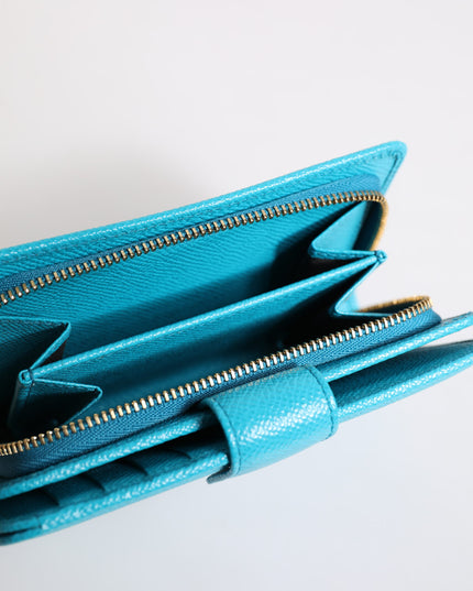 Dolce & Gabbana Light Blue Leather Bifold Continental Clutch Wallet