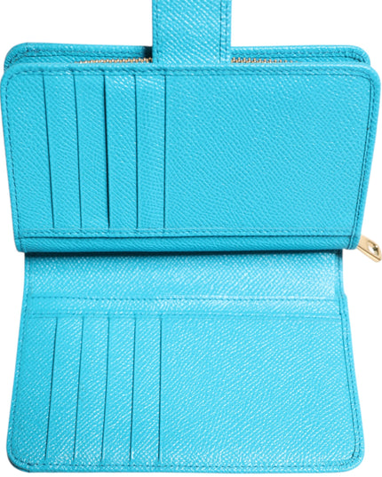 Dolce & Gabbana Light Blue Leather Bifold Continental Clutch Wallet
