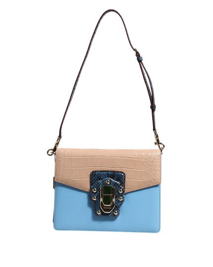 Dolce & Gabbana Blue Beige Exotic Leather LUCIA Crossbody Bag