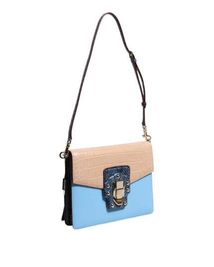 Dolce & Gabbana Blue Beige Exotic Leather LUCIA Crossbody Bag