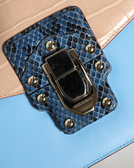 Dolce & Gabbana Blue Beige Exotic Leather LUCIA Crossbody Bag
