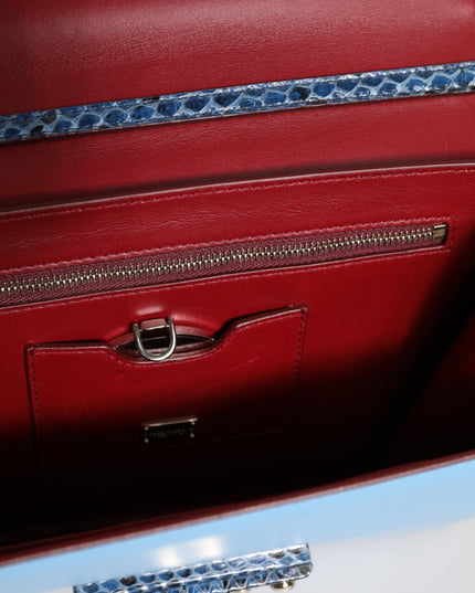 Dolce & Gabbana Blue Beige Exotic Leather LUCIA Crossbody Bag