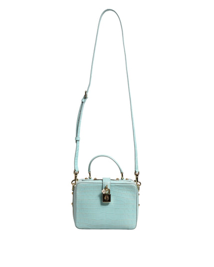 Dolce & Gabbana Mint Green Embossed Leather Padlock Shoulder Bag