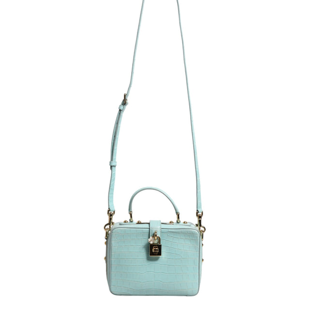 Dolce & Gabbana Mint Green Embossed Leather Padlock Shoulder Bag